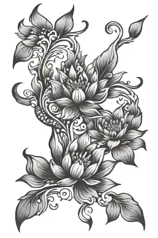 lotus flower phoenix tattoo design idea