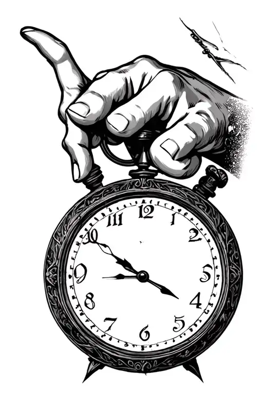 clock hands pointing tattoo design idea
