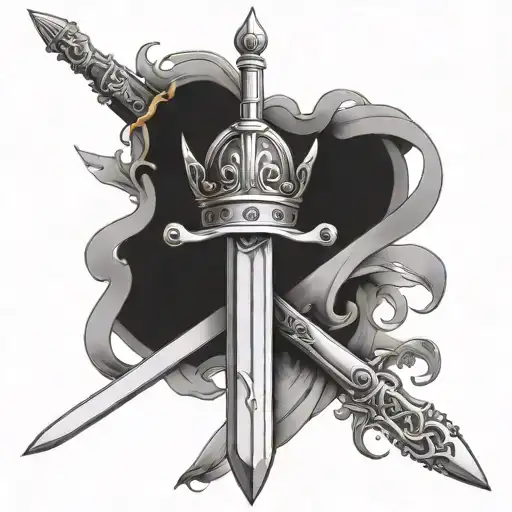 chivalery sword with crown  tattoo design idea