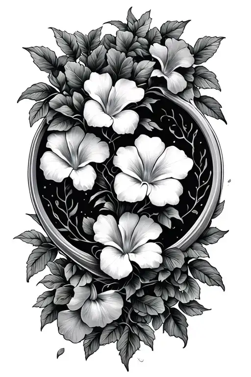floral crescent vine of morning glory tattoo design idea