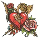 Virgo and Aries together forming an arrowed heart tattoo design idea