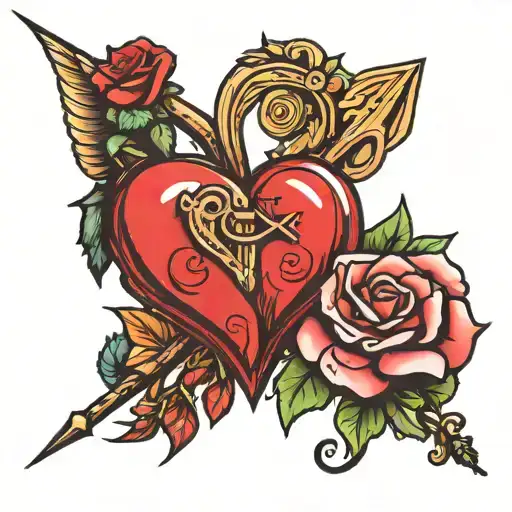 Virgo and Aries together forming an arrowed heart tattoo design idea