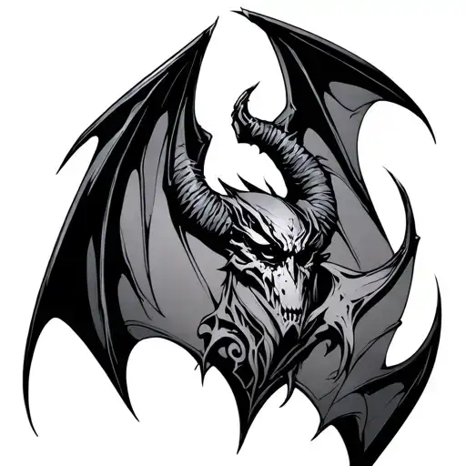 gothic bat cyber sigilism tattoo design idea