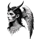 Devil And Angel Neck tattoo design idea