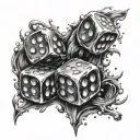 Dice rolling tattoo design idea
