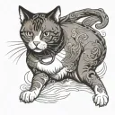 monmon japanese tuxedo cat fighting tattoo design idea