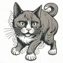 monmon japanese tuxedo cat fighting tattoo design idea