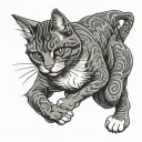 monmon japanese tuxedo cat fighting tattoo design idea