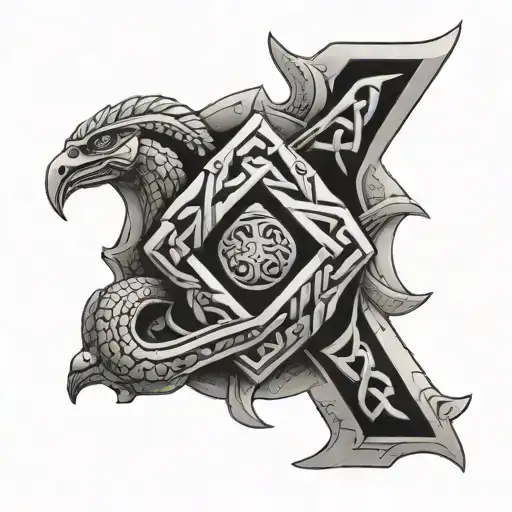 assyrian symbol intertwined tattoo design idea