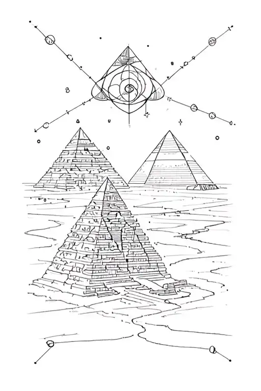 Orion constellation, Orion belt, Osiris, pyramids of Giza, Nile river intertwined  tattoo design idea