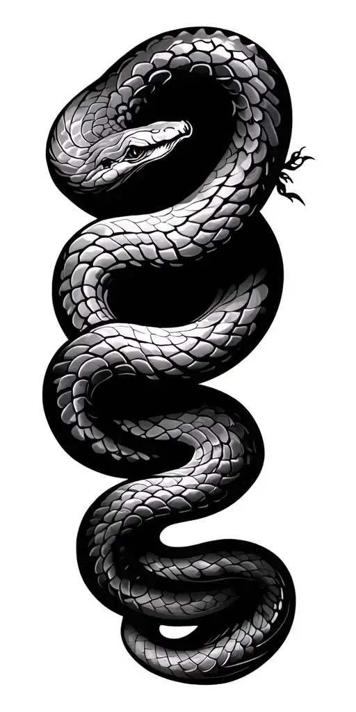 Simple Silhouette Illustration of Two Coiled Snakes Two twisted snakes. Decorative element tattoo design idea
