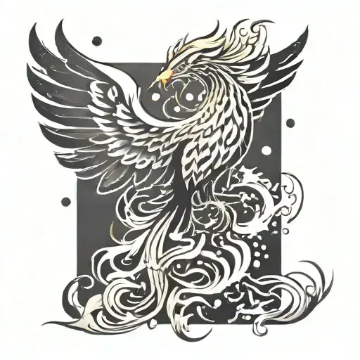 An abstract tattoo of a phoenix rising from the ashes, embodying the resilience and transformation experienced through personal growth and overcoming challenges tattoo design idea