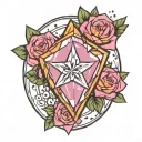 Jojo's bizzarre adventure Crazy Diamond logo with a shooting star tattoo design idea