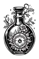 elexir with poison bottle tattoo design idea