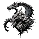 Viking warrior facing dragon tattoo design idea