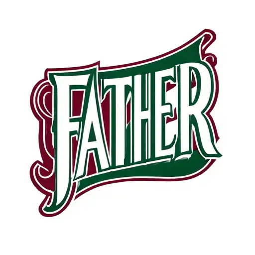 "FATHER" text with elegant typography with a sophisticated touch in the green and maroon colors of the Fluminense team tattoo design idea