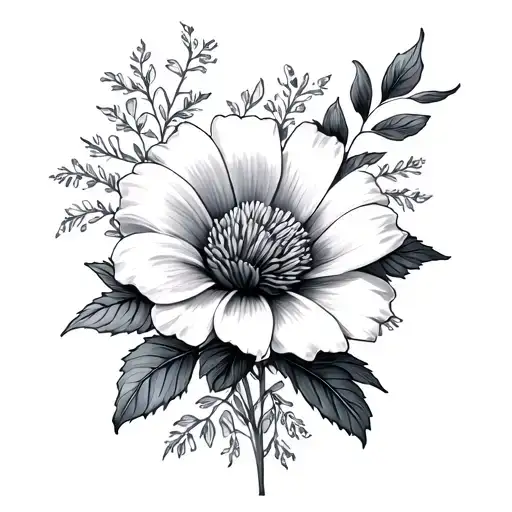 September And April Birth Flower tattoo design idea