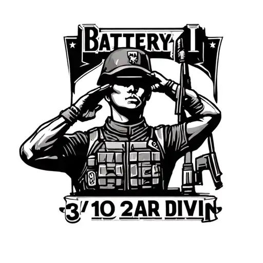 "Battery I, 3/10 2 MAR DIV" US Marine saluting tattoo design idea