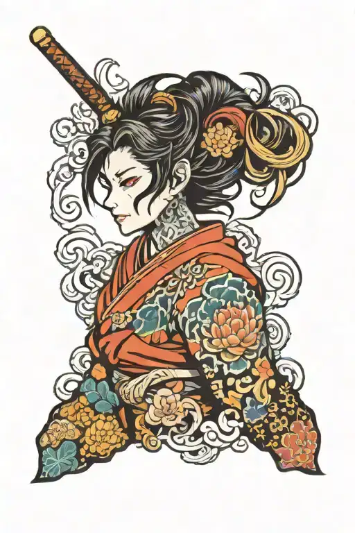 anime patch work sleeve tattoo design idea