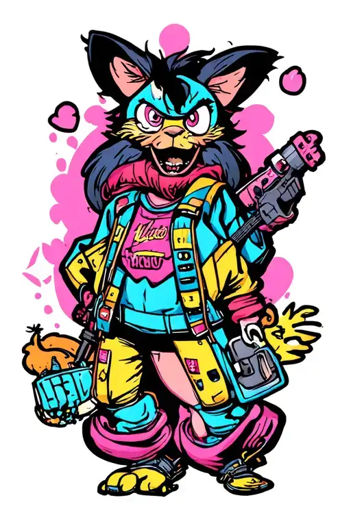 90s cartoon characters tattoo design idea