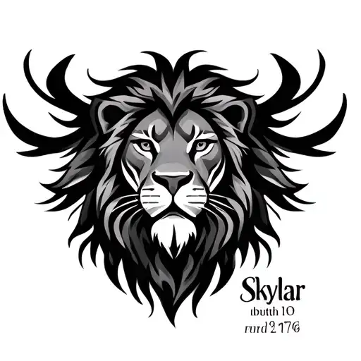 "Skylar " lion birthdate tattoo design idea