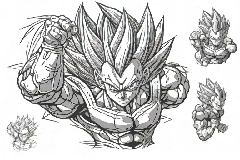 Majin Vegeta's signature pose tattoo design idea