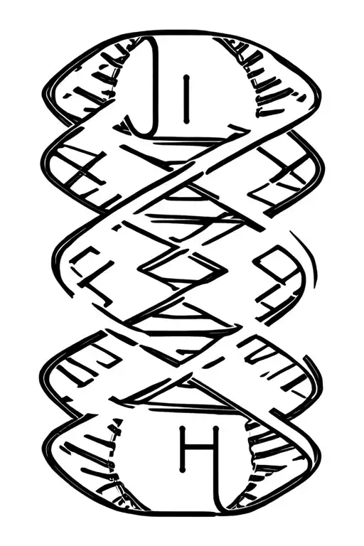 a DNA strand inspired by kendrick lamar and morph in the initials J and H within the DNA strands tattoo design idea