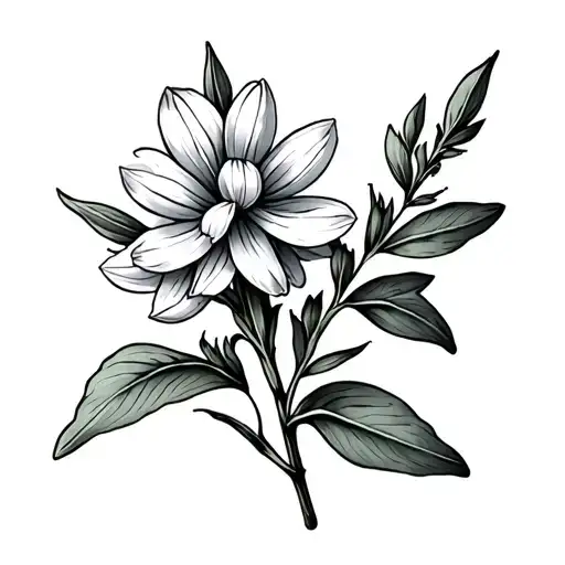Sage sprig with hyacinth flower blooming tattoo design idea