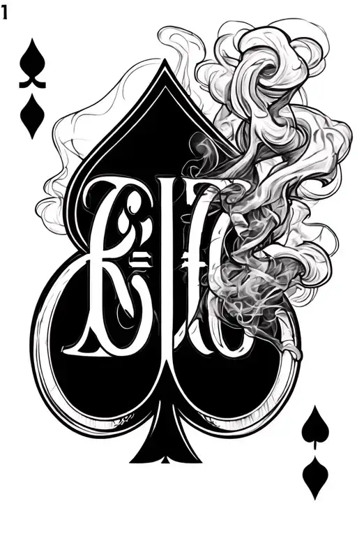 Spades symbol with the word RIDO shades smokes and euro symbol tattoo design idea