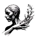 arms on neck emerging tattoo design idea