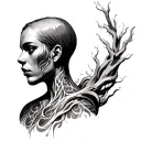 arms on neck emerging tattoo design idea
