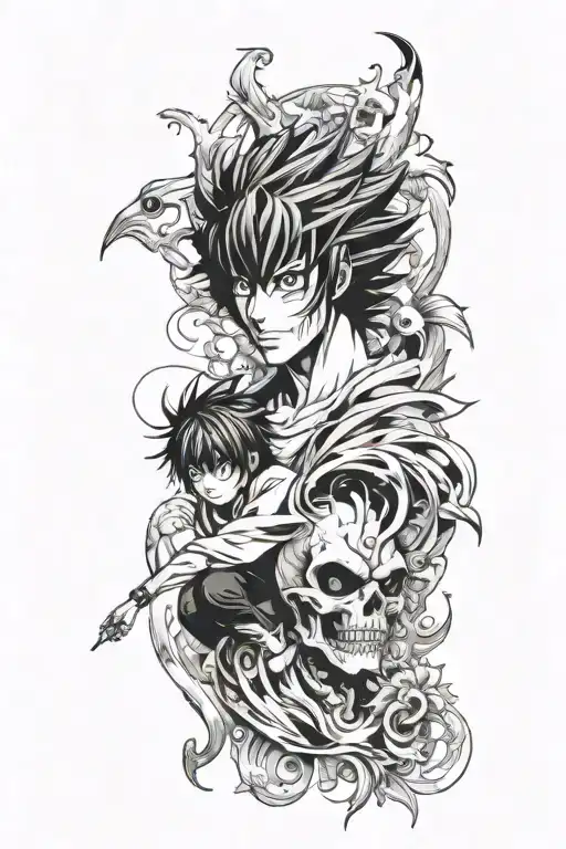 death note and samuria x tattoo design idea
