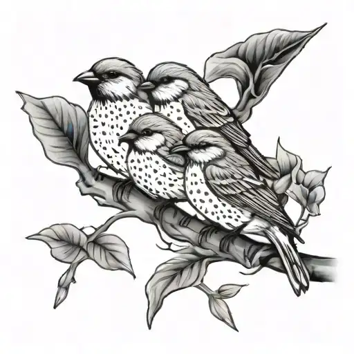 number 3 little birds tattoo design idea