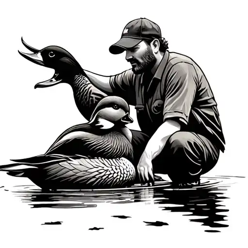 duck hunting with dad and son  tattoo design idea