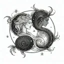 Virgo and Aries constellation intertwined tattoo design idea