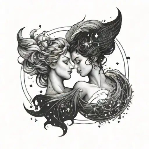 Virgo and Aries constellation intertwined tattoo design idea
