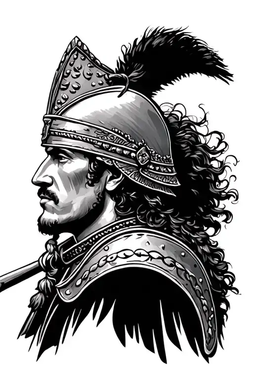 Spanish Conquistador side profile tattoo design idea