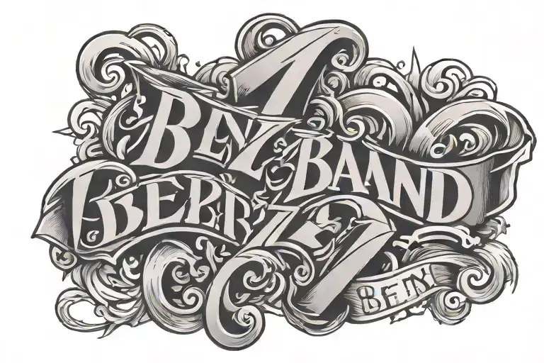 Ben Z Band letters tattoo design idea