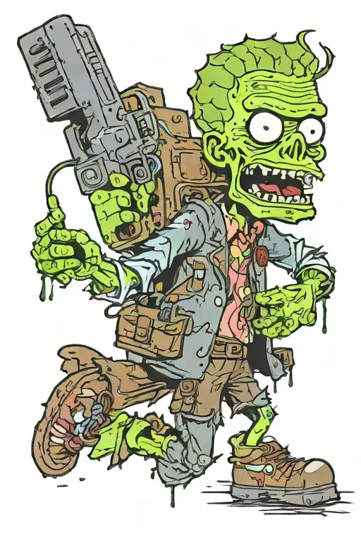 pickle Rick call of duty zombie with mystery box  tattoo design idea