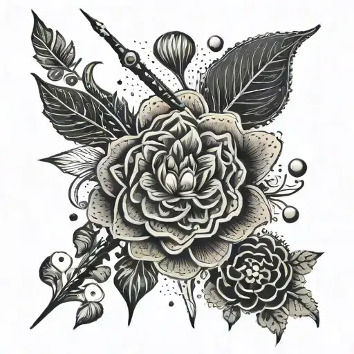 Incorporate a paint tube and a crochet needle in a whimsical and artistic tattoo tattoo design idea