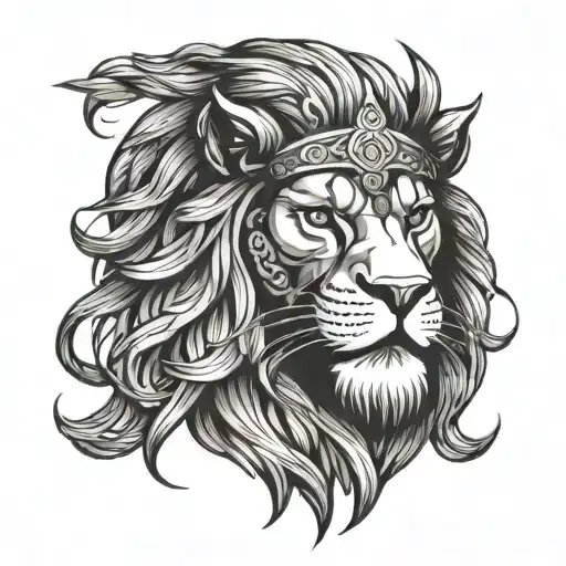 Lion Head, Viking Language Understanding tattoo design idea