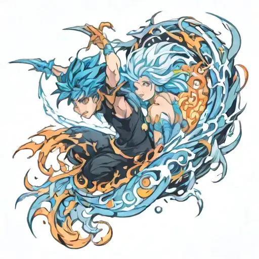 magic fire and ice swirling tattoo design idea