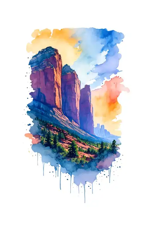 Zion National Park the watchmen  tattoo design idea