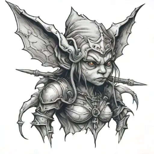 hunter goblin girl tattoo design idea