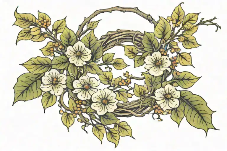 quaking aspen wreath intertwined tattoo design idea