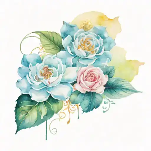 watercolor four different designs best friends tattoo health care
 tattoo design idea