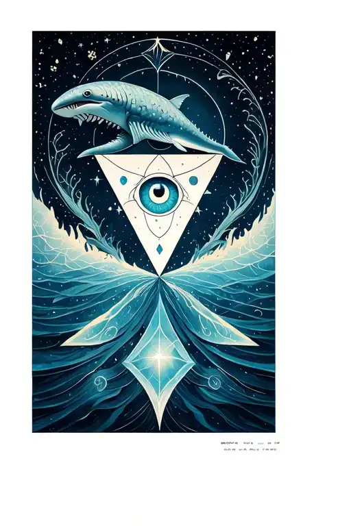 Lemurian starseed tattoo with spiral, whale shark markings, Pleiadian star cluster, triangle with third eye" tattoo design idea