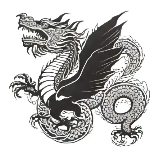 Tibetan dragon flying tattoo design idea