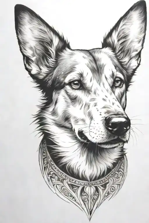 the dog is radiating rays of light tattoo design idea
