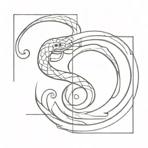 The snake wraps around the shaft in a spiral, with its head near the central prong, facing outward tattoo design idea